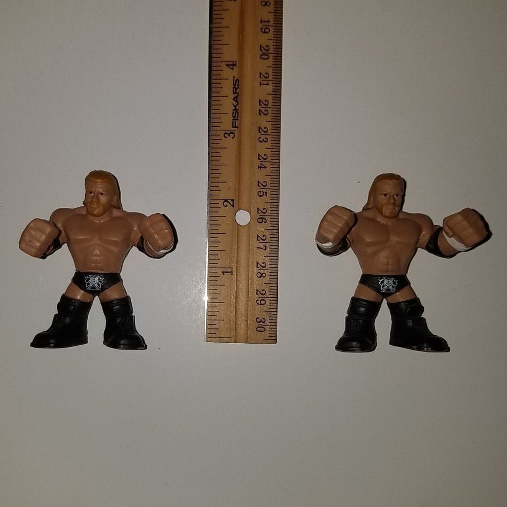 2 WWE Rumbler Triple H Action Figures Small 2.5" Jointed Lot Duplicate Mattel